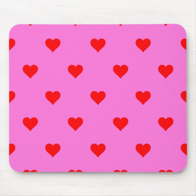 Lila Red Niedlich Simple Heart Pattern Mousepad (Vorne)