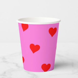 Lila Red Niedlich Simple Heart Pattern Pappbecher