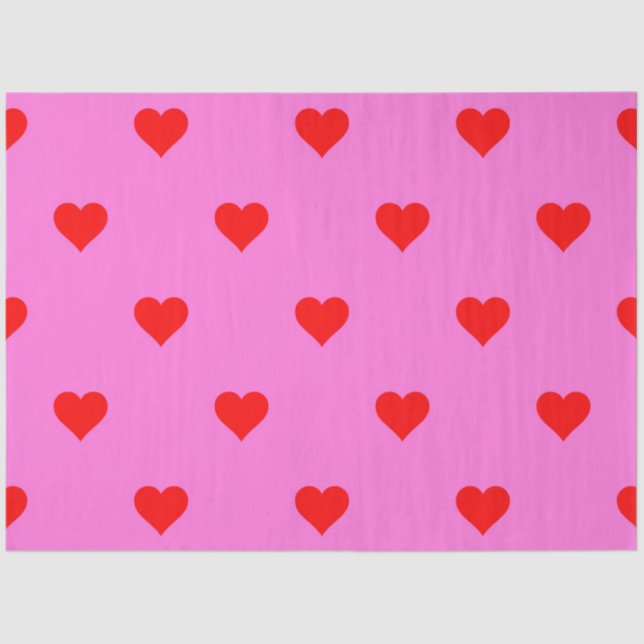 Lila Red Niedlich Simple Heart Pattern Seidenpapier (Vorderseite)