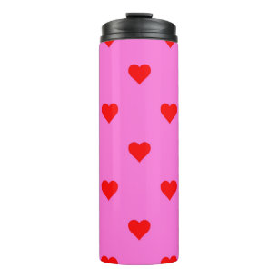 Lila Red Niedlich Simple Heart Pattern Thermosbecher
