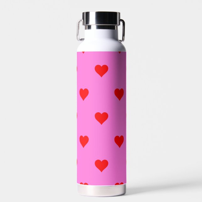 Lila Red Niedlich Simple Heart Pattern Trinkflasche (Vorne)