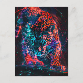 Lila Red Türkise Neon Jaguar Light Postkarte