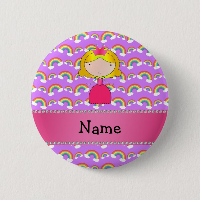 Lila Regenbogen personalisierter Namensprinzessin Button (Vorderseite)
