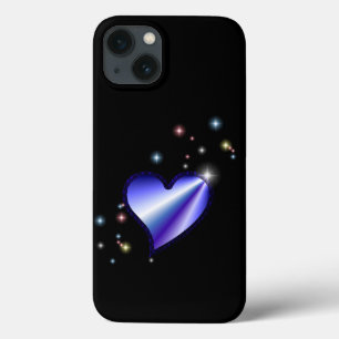 Lila Regenbogenherz mit Sternen auf schwarz Case-Mate iPhone Hülle