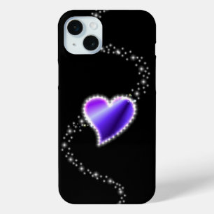 Lila Regenbogenherz mit Sternen auf schwarz Case-Mate iPhone Hülle