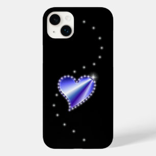 Lila Regenbogenherz mit Sternen auf schwarz Case-Mate iPhone 14 Plus Hülle