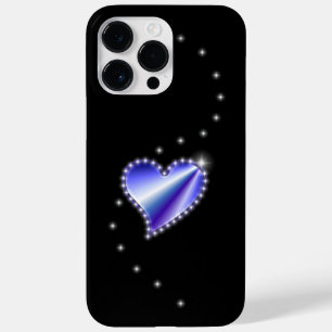 Lila Regenbogenherz mit Sternen auf schwarz Case-Mate iPhone 14 Pro Max Hülle