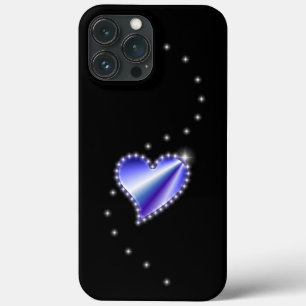 Lila Regenbogenherz mit Sternen auf schwarz Case-Mate iPhone Hülle