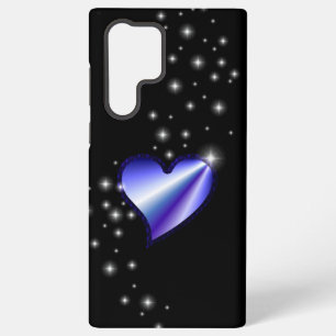Lila Regenbogenherz mit Sternen auf schwarz Samsung Galaxy Hülle
