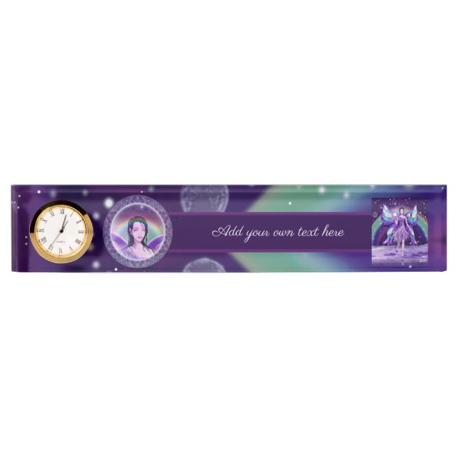 lila Regenfee Namensplakette (Vorderseite)