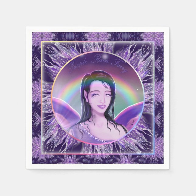 Lila Regenfee Serviette (Vorderseite)