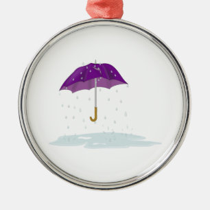 Lila Regenschirm im Regen Silbernes Ornament