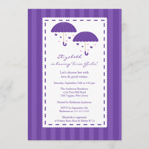 Lila Regenschirm Kinderdusche Einladung