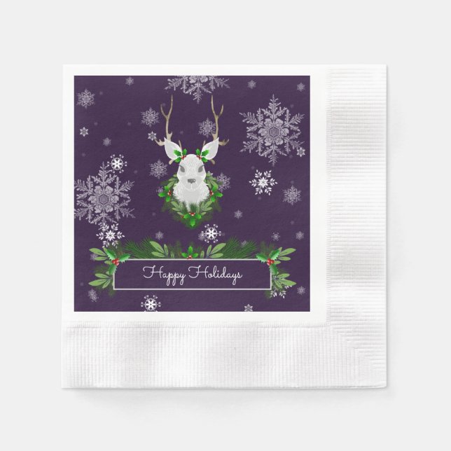 Lila Reindeer Paper Napkin Serviette (Vorderseite)