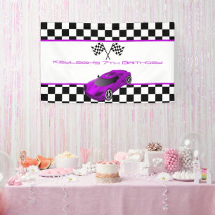 Lila Rennwagen Geburtstagsparty Banner