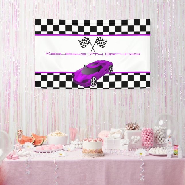 Lila Rennwagen Geburtstagsparty Banner (Party)
