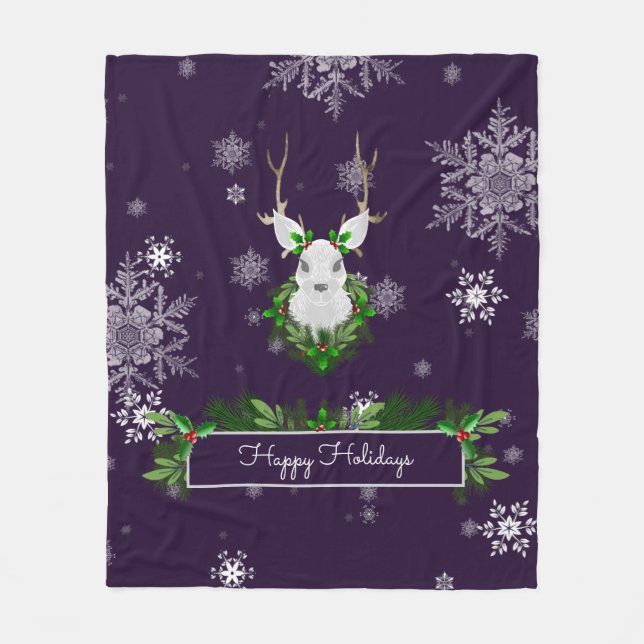 Lila Rentier Fleece Blanket (Vorderseite)