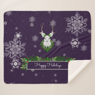 Lila Rentier Sherpa Blanket Sherpadecke