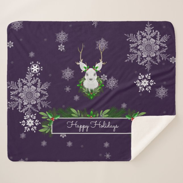 Lila Rentier Sherpa Blanket Sherpadecke (Vorderseite (Horizontal))
