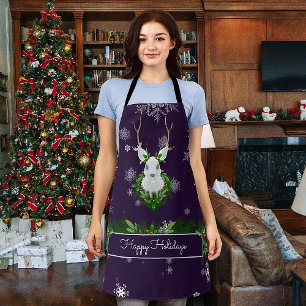 Lila Rentier Weihnachtsfeier Schürze
