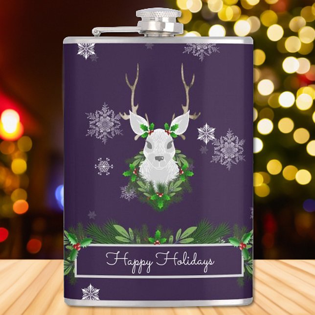 Lila Rentierflasche Flachmann (Purple Reindeer Flask)