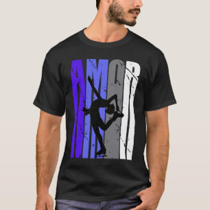 Lila Retro Amor Eislauffan Eislaufschuhe Team T-Shirt