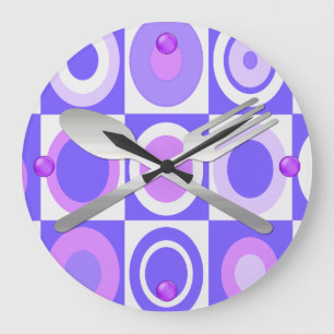 Lila Retro Art-Küchen-Wand-Uhr Große Wanduhr