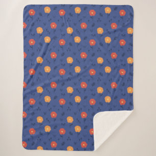 Lila Retro Blume Art Muster Ästhetische Blume Sherpadecke