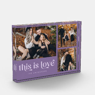 Lila Retro Dies ist die Liebe Collage Fotoblock