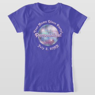 Lila Retro Disco Ball PERSONALISIERTER T - Shirt