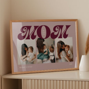 Lila Retro Fette Mama 3 Foto Collage Poster