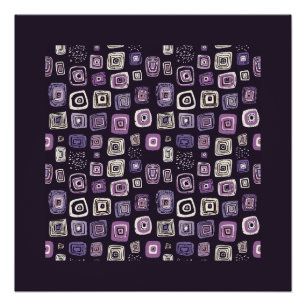 Lila Retro-Geometrisches Muster Poster