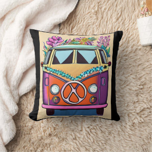 Lila Retro Hippie Van Vintage Farben Kunst Kissen