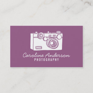 Lila Retro-Kamera-Fotograf-Visitenkarte Visitenkarte