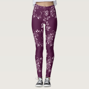 Lila retro mit Blumenelement Leggings