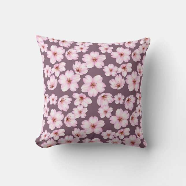 Lila retro mit Blumenmuster Kissen (Vorderseite)