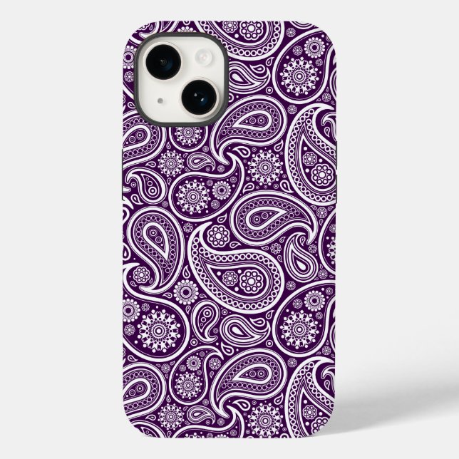 Lila Retro-Paisley-Muster Case-Mate iPhone Hülle (Rückseite)