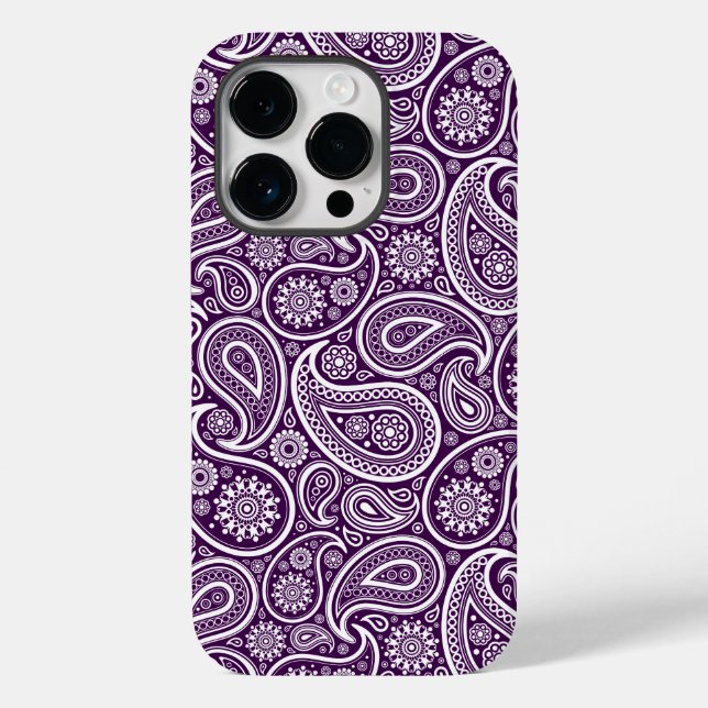 Lila Retro-Paisley-Muster Case-Mate iPhone Hülle (Rückseite)