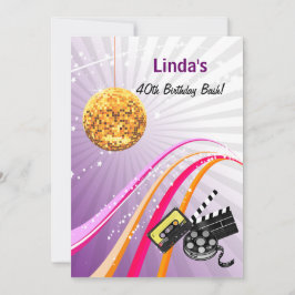 lila Retro-Party Einladung der 80er Jahre