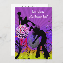 lila Retro-Party Einladung der 80er Jahre