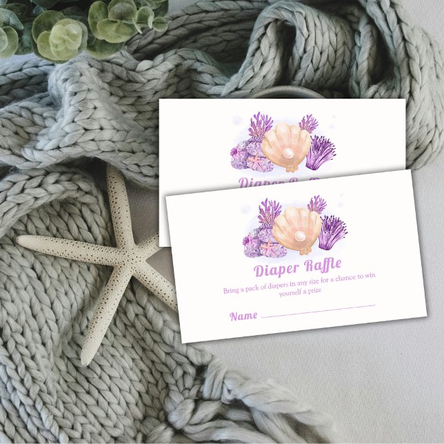 Lila Retro Pearl Diaper Raffle Baby Dusche Begleitkarte (Purple Retro Pearl Diaper Raffle Baby Shower Enclosure Card)