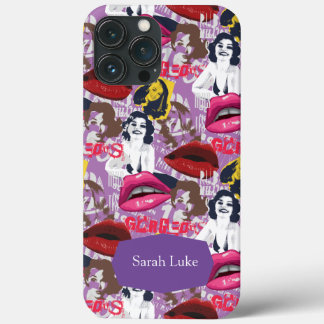 Lila Retro Pinup Collage Case-Mate iPhone Fall Hülle