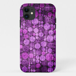 Lila Retro Polka Dots   Grunge Vintag iPhone 11 Hülle
