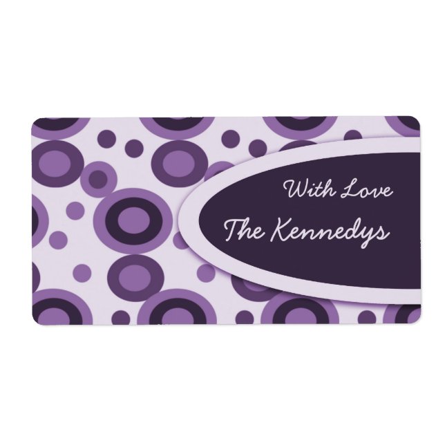 Lila Retro-Punkte Gift-Tags Personalisierte Etiket (Vorne)