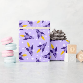 Lila Retro-Raketenabwickelpapier Geschenkpapier
