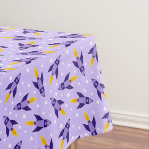 Lila Retro-Raketentablett Tischdecke