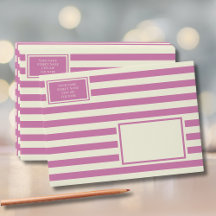 Lila Retro-Rücksendeadresse in Beige-Rosa gestreif