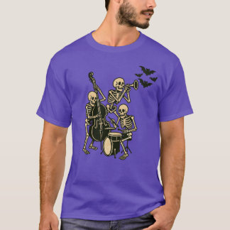 Lila Retro-Skelettband Halloween T-Shirt