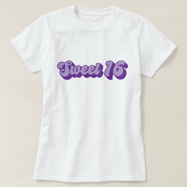 Lila Retro Sweet 16 T-Shirt (Design vorne)