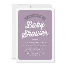Lila Retro Typografie Script Classic Baby Shower
